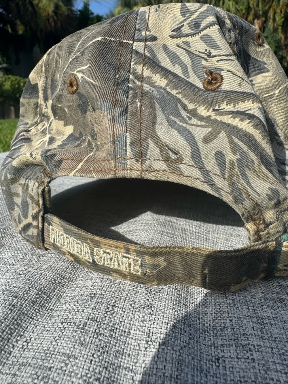 Vintage Camouflage FS FLORIDA STATE Logo Baseball Cap - Men's Grey Camo Hat